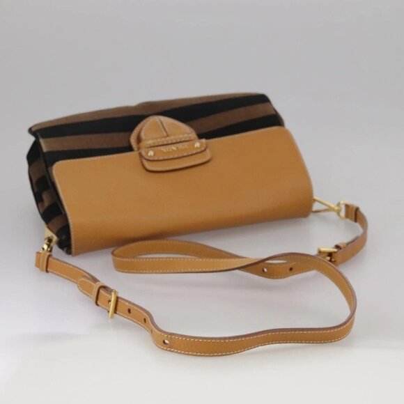 PRADA Shoulder Bag Canvas Brown Gold Auth - Picture 6 of 16